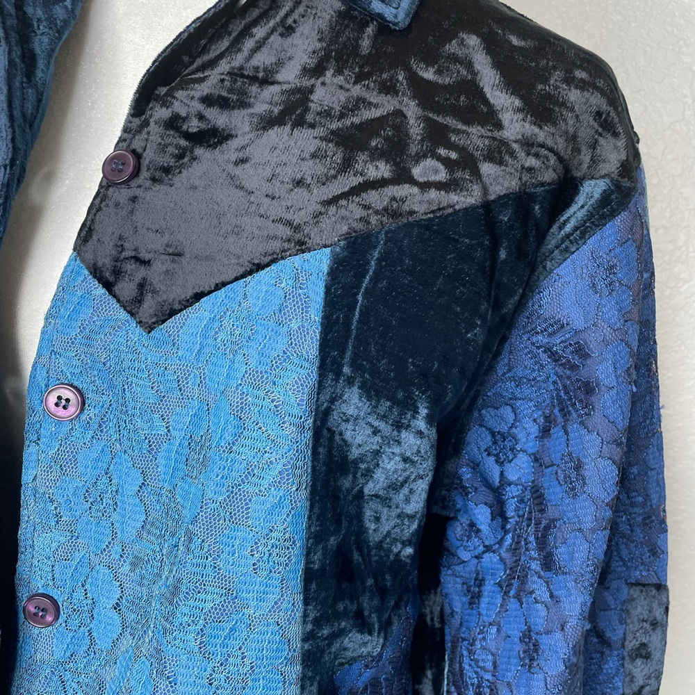 Vintage Silver Stream Blue Patchwork Bohemian Pea… - image 2